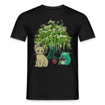 Frog, Cat, Nature, Friends - Men's T-Shirt - black - Front - AI Model Male 178 light (178cm)