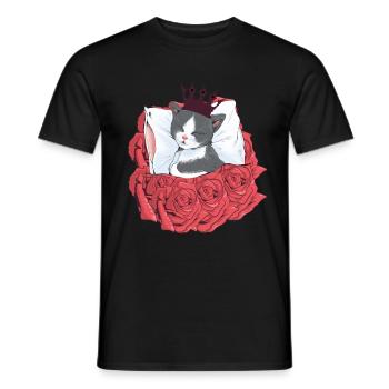 Chat Prince Roses Sleeping Cats Couronne - T-shirt homme - noir - Devant - AI Model Male 178 light (178cm)