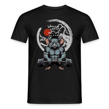 Nager Maus Ratte Muskeln Training - Männer T-Shirt - Schwarz - Vorne - AI Model Male 178 light (178cm)