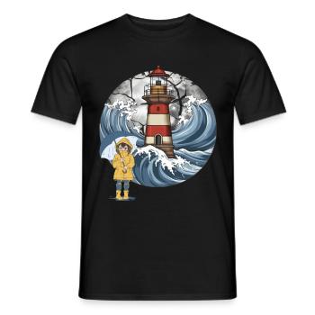 Lighthouse Sea Girl Maritime Coast - Men's T-Shirt - black - Front - AI Model Male 178 light (178cm)