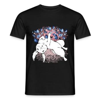 Bunny Nature Spring Butterflies Insects - Men's T-Shirt - black - Front - AI Model Male 178 light (178cm)