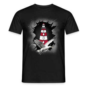 Seagull Lighthouse Maritime Lighthouses Seagulls - Men's T-Shirt - black - Front - AI Model Male 178 light (178cm)