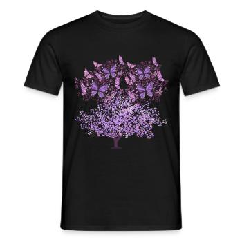 arbre, printemps, insectes, papillons, nature - T-shirt homme - noir - Devant - AI Model Male 178 light (178cm)