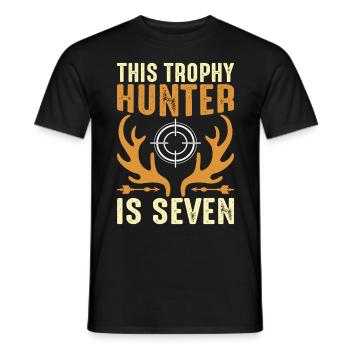 7th Year Hunting Birthday Party for Children, Duck, - Men's T-Shirt - black - Front - AI Model Male 178 light (178cm)