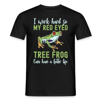 Red-eyed tree frog, rainforest amphibian - Men's T-Shirt - black - Front - AI Model Male 178 light (178cm)