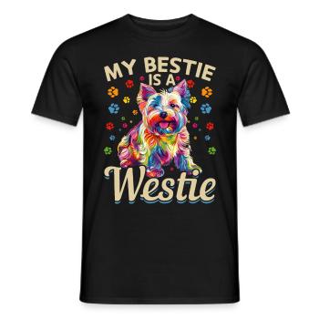 Westie West Highland White Terrier Race de chien - T-shirt homme - noir - Devant - AI Model Male 178 light (178cm)