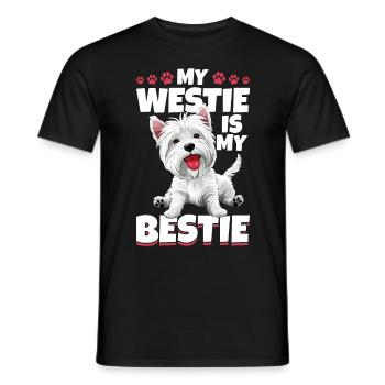 Westie West Highland White Terrier Race de chien - T-shirt homme - noir - Devant - AI Model Male 178 light (178cm)