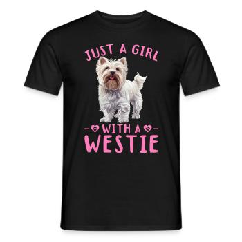 Westie West Highland White Terrier Race de chien - T-shirt homme - noir - Devant - AI Model Male 178 light (178cm)