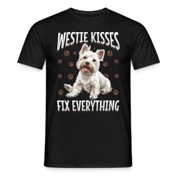Westie West Highland White Terrier Race de chien - T-shirt homme - noir - Devant - AI Model Male 178 light (178cm)