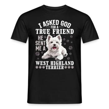 Westie West Highland White Terrier Race de chien - T-shirt homme - noir - Devant - AI Model Male 178 light (178cm)