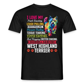 Westie West Highland White Terrier race de chien - T-shirt homme - noir - Devant - AI Model Male 178 light (178cm)
