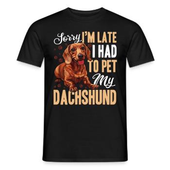 Dachshund Doxie Wiener Dog Breed Sorry, I´m Late - Männer T-Shirt - Schwarz - Vorne - AI Model Male 178 light (178cm)