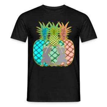 Ananas Katzen Obst Früchte Yogi Yoga Retro 80er - Männer T-Shirt - Schwarz - Vorne - AI Model Male 178 light (178cm)