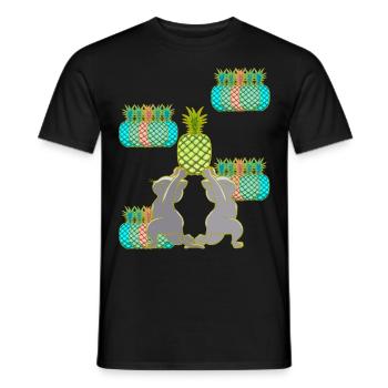 Ananas Katzen Obst Früchte Yogi Katze Yoga Retro - Männer T-Shirt - Schwarz - Vorne - AI Model Male 178 light (178cm)