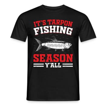 Pêche au tarpon Pêche aux espèces de poissons d’eau douce - T-shirt homme - noir - Devant - AI Model Male 178 light (178cm)