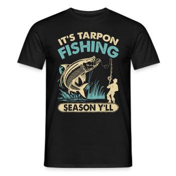 Pêche au tarpon Pêche aux espèces de poissons d’eau douce - T-shirt homme - noir - Devant - AI Model Male 178 light (178cm)