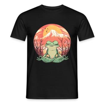 Retro Frosch Yogy Natrur Meditation Entspannung - Männer T-Shirt - Schwarz - Vorne - AI Model Male 178 light (178cm)