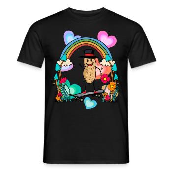 Erdnuss Erdnüsse Regenbogen Herzen Geburtstag - Männer T-Shirt - Schwarz - Vorne - AI Model Male 178 light (178cm)