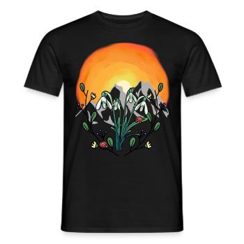 Sunshine Spring Snowdrops Alps - Men's T-Shirt - black - Front - AI Model Male 178 light (178cm)