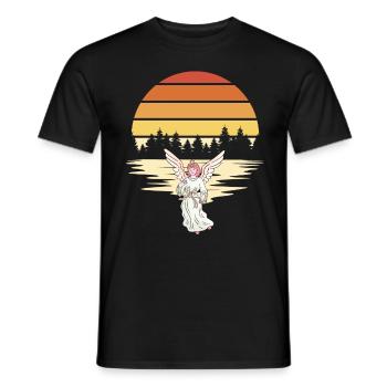 Angel, Forest, Nature, Sunrise, Spiritual - Men's T-Shirt - black - Front - AI Model Male 178 light (178cm)