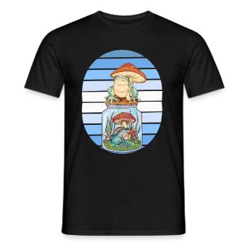 frog, frogs, mushrooms, amphibians, forest, funny - Men's T-Shirt - black - Front - AI Model Male 178 light (178cm)
