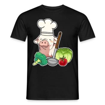 Pig Piglet Pig Piggy Vegetable Cook - Men's T-Shirt - black - Front - AI Model Male 178 light (178cm)