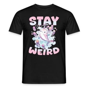 Funny Narwhal Jellyfish Animal Stay Weird - Men's T-Shirt - black - Front - AI Model Male 178 light (178cm)