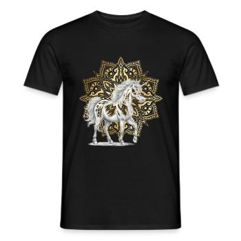 Mandala Licornes Licorne Cheval Chevaux Élégant - T-shirt homme - noir - Devant - AI Model Male 178 light (178cm)