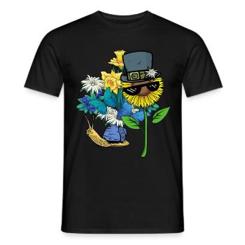 Escargot, Coquille D’escargot, Nature, Printemps, Fleurs - T-shirt homme - noir - Devant - AI Model Male 178 light (178cm)