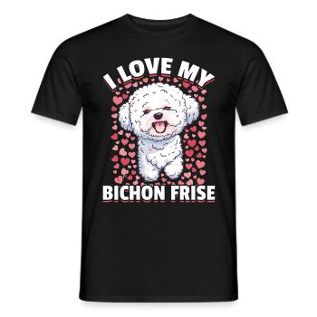 Bichon frisé Race de chien J’aime mon bichon frisé - T-shirt homme - noir - Devant - AI Model Male 178 light (178cm)