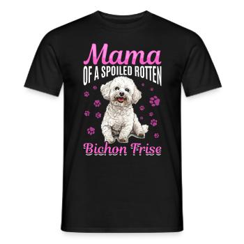Bichon frisé race chien Mama d’un pourri gâté - T-shirt homme - noir - Devant - AI Model Male 178 light (178cm)