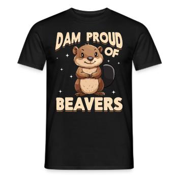 Funny Beaver Animal Dam proud of beavers - Men's T-Shirt - black - Front - AI Model Male 178 light (178cm)