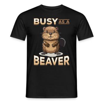 Funny Beaver Animal Busy as a beaver - Men's T-Shirt - black - Front - AI Model Male 178 light (178cm)