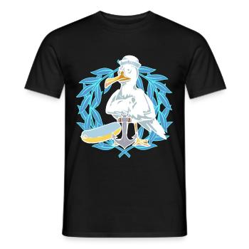 Seagull Seagulls Seaman Seafarer Ahoy Harbor - Men's T-Shirt - black - Front - AI Model Male 178 light (178cm)