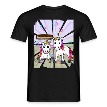 Unicorns Unicorn Mythical Animal Love Heart Valentine - Men's T-Shirt - black - Front - AI Model Male 178 light (178cm)