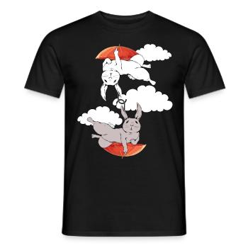 Bunny Bunnies Rabbit Umbrella Flying Dream - Men's T-Shirt - black - Front - AI Model Male 178 light (178cm)