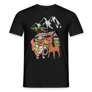 Katze Wilder Westen Natur Kind Kinder Reiter Esel - Männer T-Shirt - Schwarz - Vorne - AI Model Male 178 light (178cm)