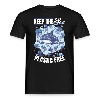 Funny Whale Shark Animal Keep the sea plastic free - Männer T-Shirt - Schwarz - Vorne - AI Model Male 178 light (178cm)