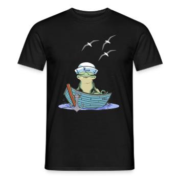 frog sailor sailor boat toad frogs - Men's T-Shirt - black - Front - AI Model Male 178 light (178cm)