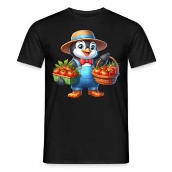 Gardener's penguin Proud harvest helper 🐧🌱 - Men's T-Shirt - black - Front - AI Model Male 178 light (178cm)