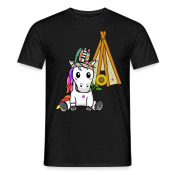 Unicorn Teepee Hippie Unicorns Shaman Sunflower - Men's T-Shirt - black - Front - AI Model Male 178 light (178cm)