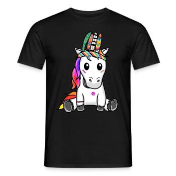 Unicorn Unicorns Hippie Hippies Shaman - Men's T-Shirt - black - Front - AI Model Male 178 light (178cm)