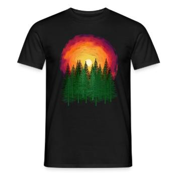 Sonnenuntergang Wald Tannen Natur Bäume Baum - Männer T-Shirt - Schwarz - Vorne - AI Model Male 178 light (178cm)