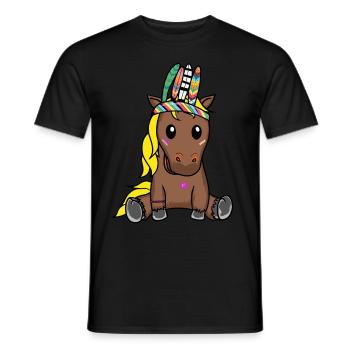 Hippie Pony Fohlen Pferd Ross Federn Gaul - Männer T-Shirt - Schwarz - Vorne - AI Model Male 178 light (178cm)