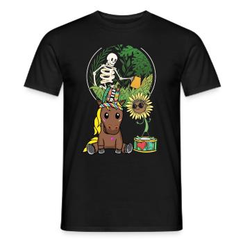 Hippie Cheval Environnement Nature Conservation Climat Terre Nature - T-shirt homme - noir - Devant - AI Model Male 178 light (178cm)
