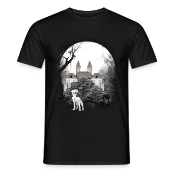 Château médiéval Forêt Loups Conte de fées Wehrwolf - T-shirt homme - noir - Devant - AI Model Male 178 light (178cm)