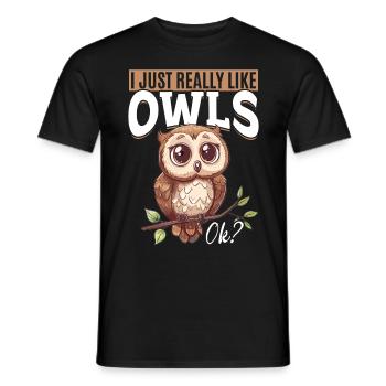 Owl Nocturnal Bird Animal I Just Really Like - Männer T-Shirt - Schwarz - Vorne - AI Model Male 178 light (178cm)