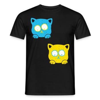 Schronisko dla zwierząt, miłośnik zwierząt, dobrostan zwierząt, koty, Ukraina - T-shirt męski - czarny - Przód - AI Model Male 178 light (178cm)