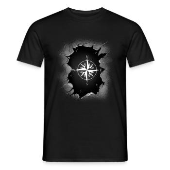 Windrose Kompass Richtung - Männer T-Shirt - Schwarz - Vorne - AI Model Male 178 light (178cm)