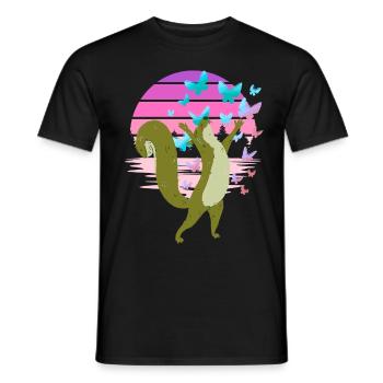 Eichhorn Eichhörnchen Schmetterlinge Frühling - Männer T-Shirt - Schwarz - Vorne - AI Model Male 178 light (178cm)